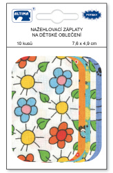 Nažehlovací záplaty s potiskem malé 10 ks - kytičky červené + mix